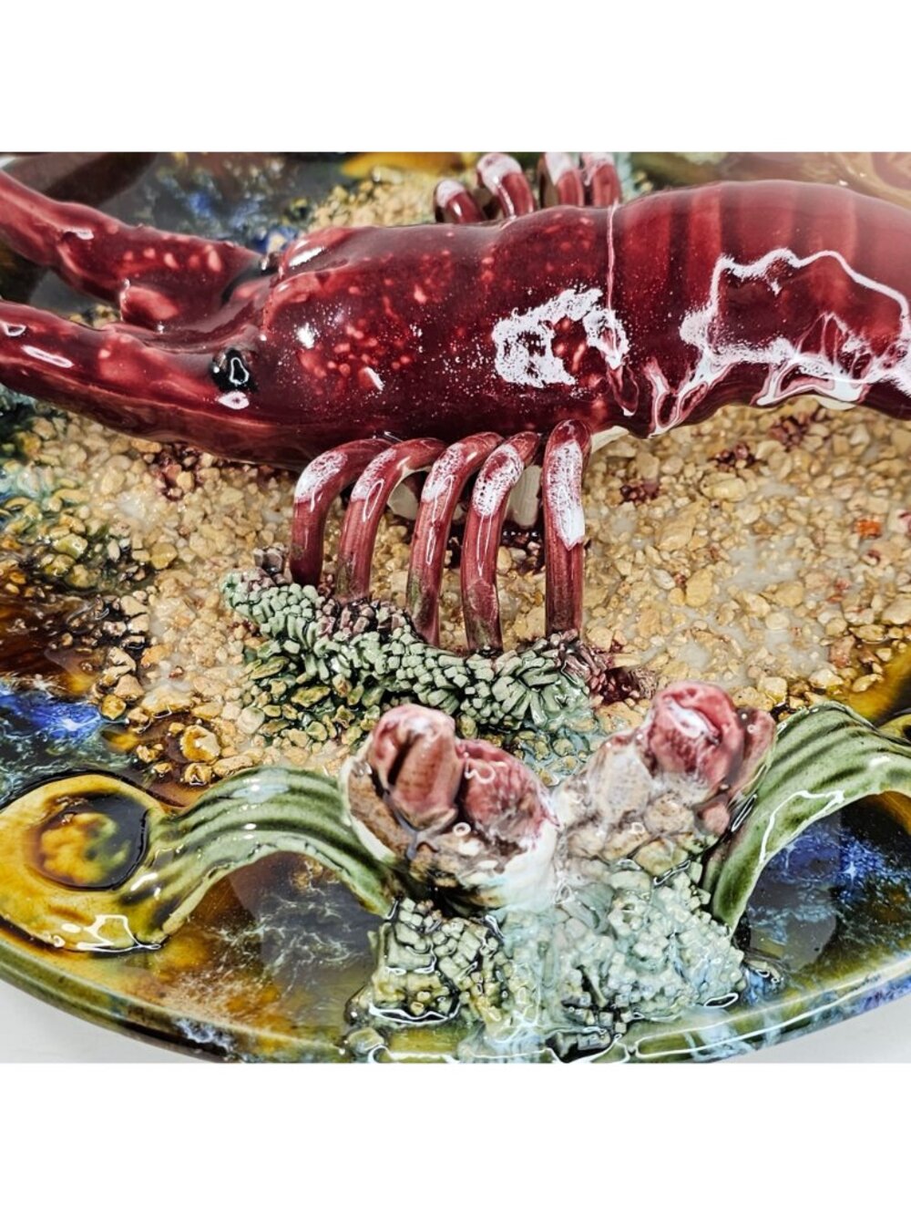 Jay Willfred Andrea By Sadek Lobster Plate Palissy Majolica Portugal - Picture 10 of 10